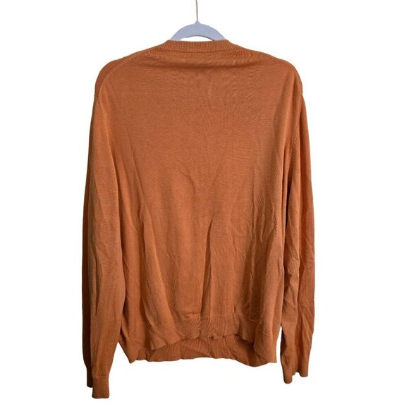 Brooks Brothers Country Club Coral Orange Silk Blend V Neck Sweater Size XL - Picture 2 of 3